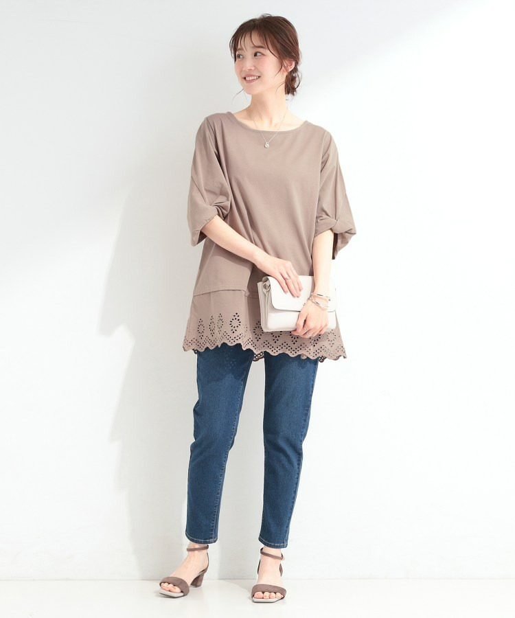 【洗濯機可/ひんやり/S-LL】裾レース切り替え ねじりお袖チュニック8