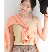 【洗濯機可/S-LL】カップ付き Wストラップ テレコキャミソール