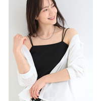 【洗濯機可/S-LL】カップ付き Wストラップ テレコキャミソール