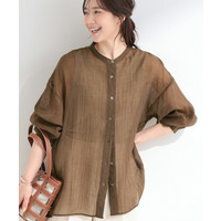 【S-LL】風合い楽しむ 大人のシアーバンドカラーシャツ