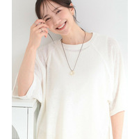 シアーワッフル ラグラン5分袖ゆるTシャツ