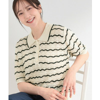 ニュアンス柄ニットポロ
