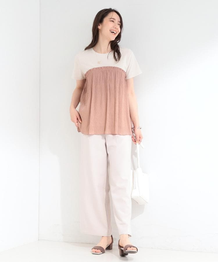 【S-LL】さらっと穿けてきれい見え 麻調タックワイドパンツ21