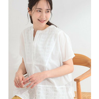刺繍切り替え前あきブラウス
