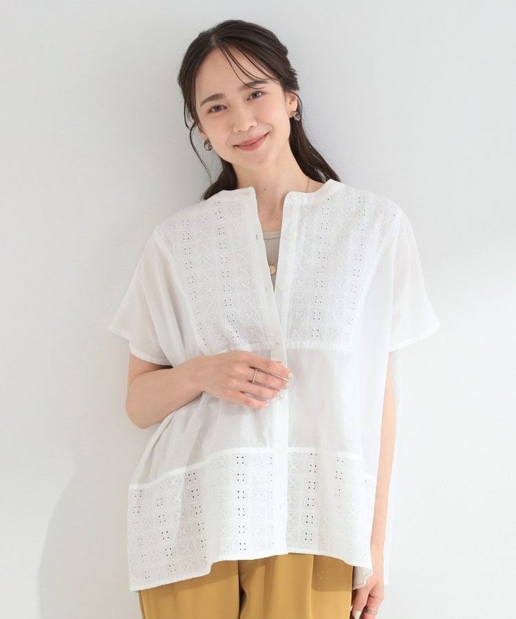 刺繍切り替え前あきブラウス2
