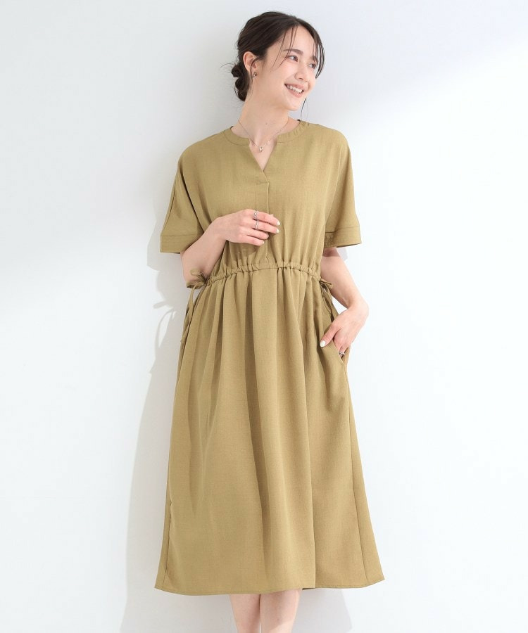 麻調スキッパー脇リボンワンピース10