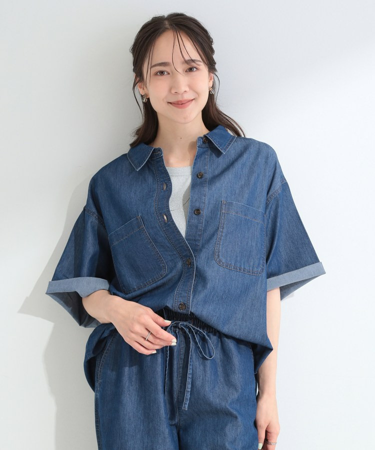 【セットアップ可能】ライトオンスデニム 5分袖シャツ16
