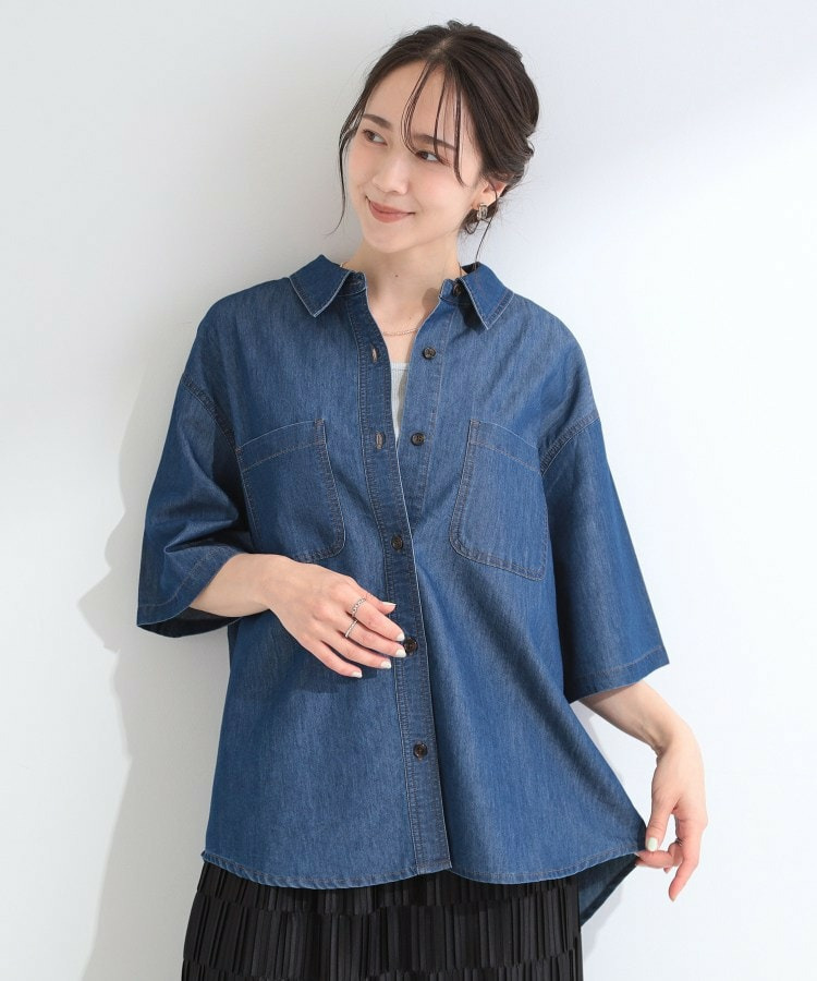 【セットアップ可能】ライトオンスデニム 5分袖シャツ19
