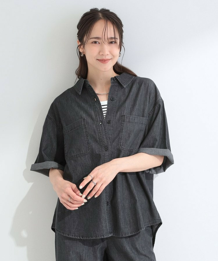 【セットアップ可能】ライトオンスデニム 5分袖シャツ2