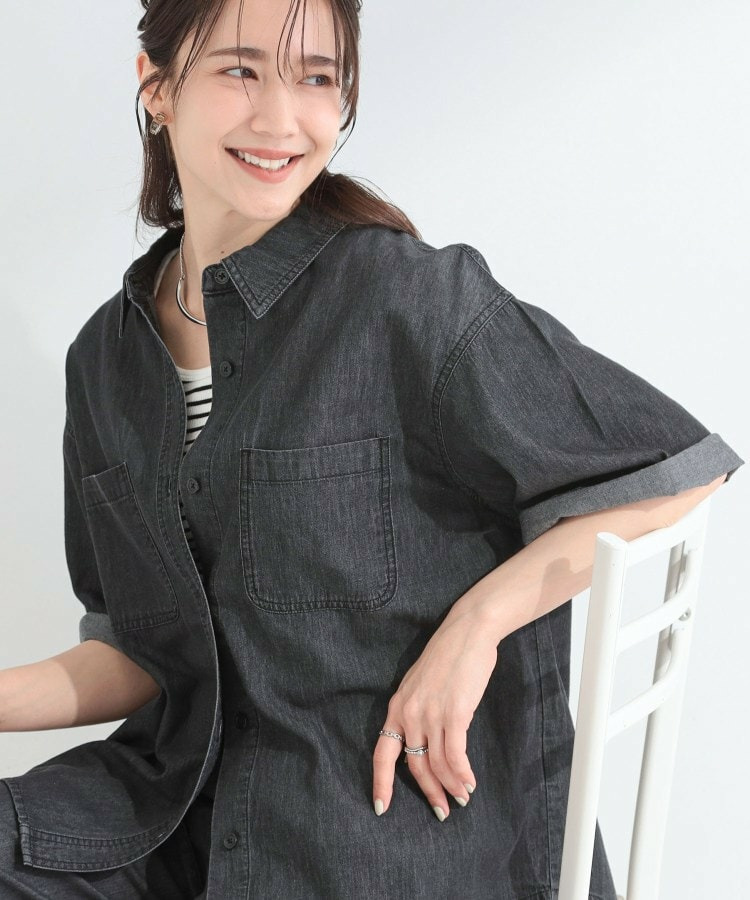 【セットアップ可能】ライトオンスデニム 5分袖シャツ1