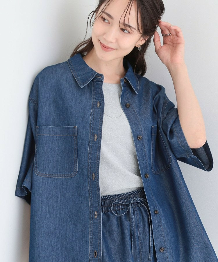 【セットアップ可能】ライトオンスデニム 5分袖シャツ1