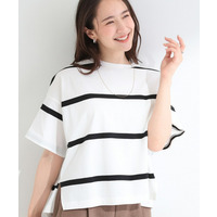 【SHOO ICE】ひんやり太ボーダー斜め切り替えTシャツ