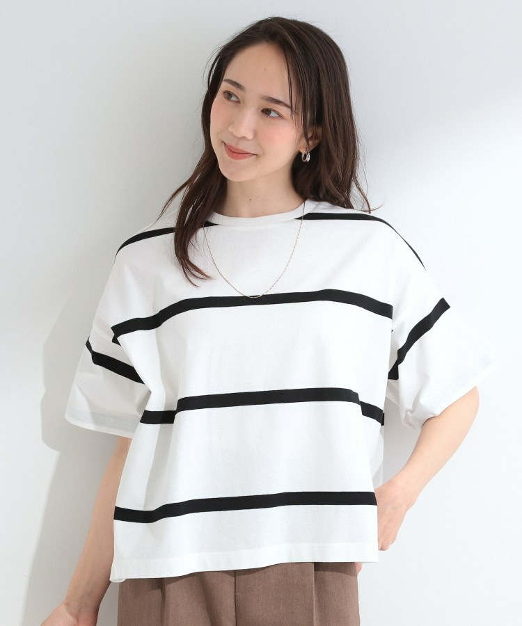 【SHOO ICE】ひんやり太ボーダー斜め切り替えTシャツ2