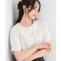 【2点セット/洗濯機可/S-LL】お袖パールがアクセント ネックレス付きトップス