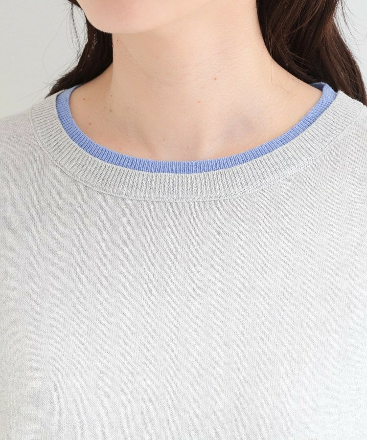 【二の腕隠れる/コットン混】配色使いで差がつく 洗える五分袖ニット17