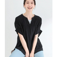 【ひんやり/UV】お袖の長さが調整出来る シャーリングスキッパーブラウス