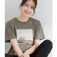 【ひんやり/UV/S-LL/洗濯機可】裾レースが大人上品 プリントアソートTシャツ