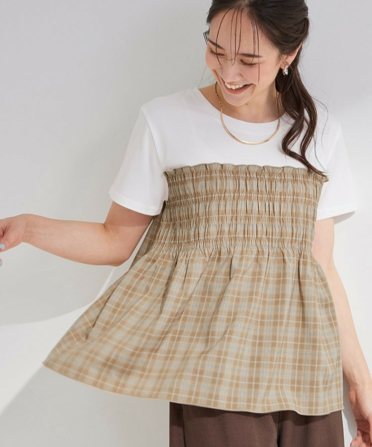【S-LL/洗濯機可】着るだけサマ見え 柄アソートビスチェ風ドッキングTシャツ