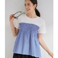 【S-LL/洗濯機可】着るだけサマ見え 柄アソートビスチェ風ドッキングTシャツ