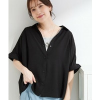 【ひんやり/洗濯後しわになりにくい/S-LL】着るだけでこなれ見え 二の腕も隠せるデザイン半袖シャツ