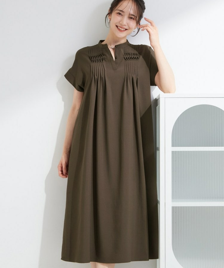 【S-LL/洗濯機可】ピンタックデザインがサマ見え Aラインワンピース