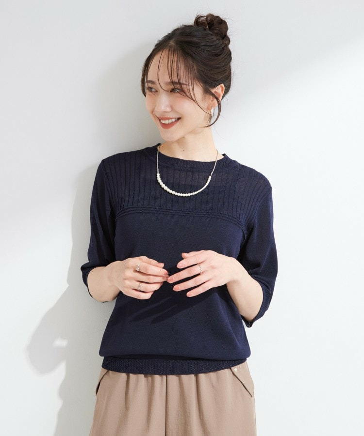 【S-LL/二の腕カバー】品よく決まる 5分袖デザインニット10