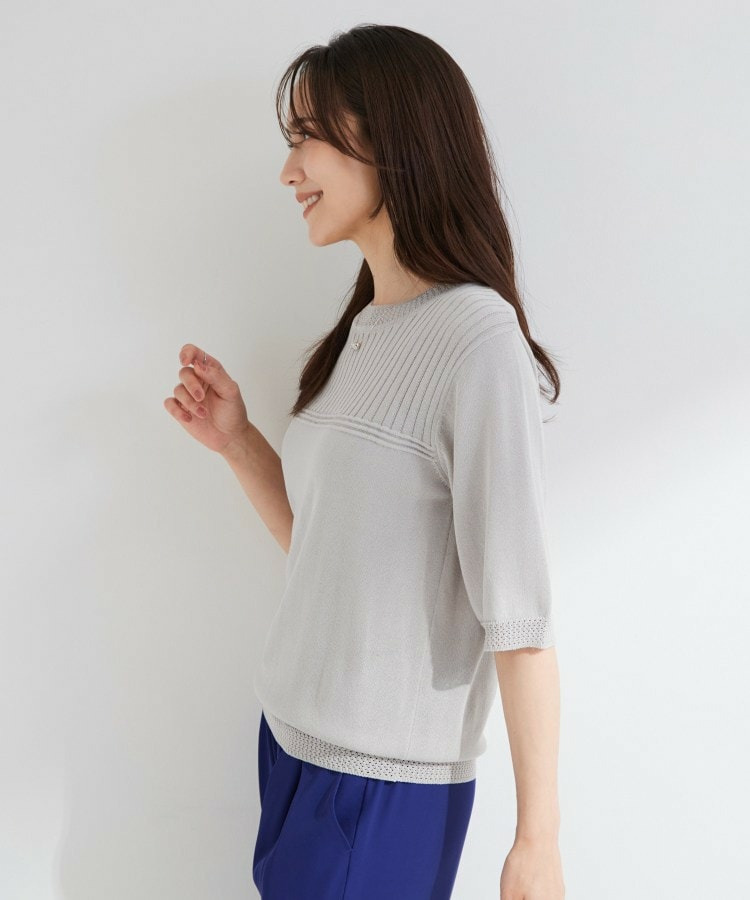 【S-LL/二の腕カバー】品よく決まる 5分袖デザインニット3