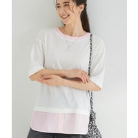 【インせず着られる/二の腕隠れる】重ね着風 シャツドッキングトップス