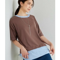 【インせず着られる/二の腕隠れる】重ね着風 シャツドッキングトップス