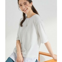 【インせず着られる/二の腕隠れる】重ね着風 シャツドッキングトップス
