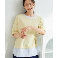 【インせず着られる/二の腕隠れる】重ね着風 シャツドッキングトップス