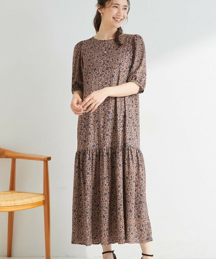 花柄ティアードワンピース1