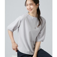 【2点セット／洗濯機可／S-LL】インせず着られる ネックレス付き5分袖Ｔシャツ