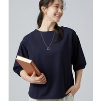 【2点セット／洗濯機可／S-LL】インせず着られる ネックレス付き5分袖Ｔシャツ