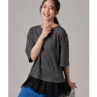 【ひんやり/UV/抗菌防臭/S-LL】1枚でサマ見え 裾レースTシャツ
