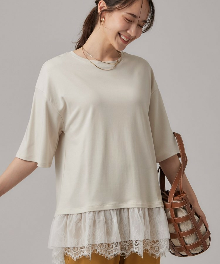 ひんやり裾レースTシャツ1