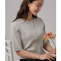 【S-LL】抜け感ある着こなしに ヘンリーネック リブニット