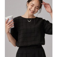 【セットアップ可/S-LL】モールチェックで上品に タックスリーブ ブラウス