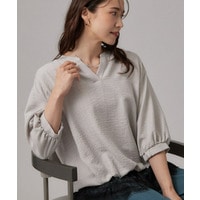 【S-LL】裾レースで女性らしさをプラス レイヤード風 タックスキッパーブラウス