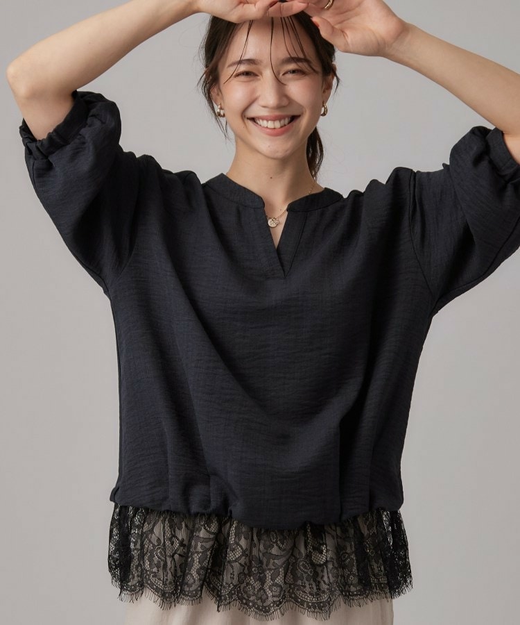 レースレイヤード風 タックスキッパーブラウス1