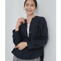 【洗濯後しわになりにくい/S-LL】キーネック金ボタンポケットシャツ