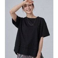 【ひんやり/体型カバー/S-LL】インせず着られる 異素材ドッキングTシャツ
