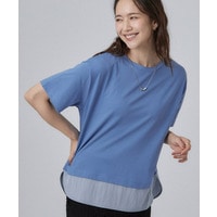 【ひんやり/体型カバー/S-LL】インせず着られる 異素材ドッキングTシャツ