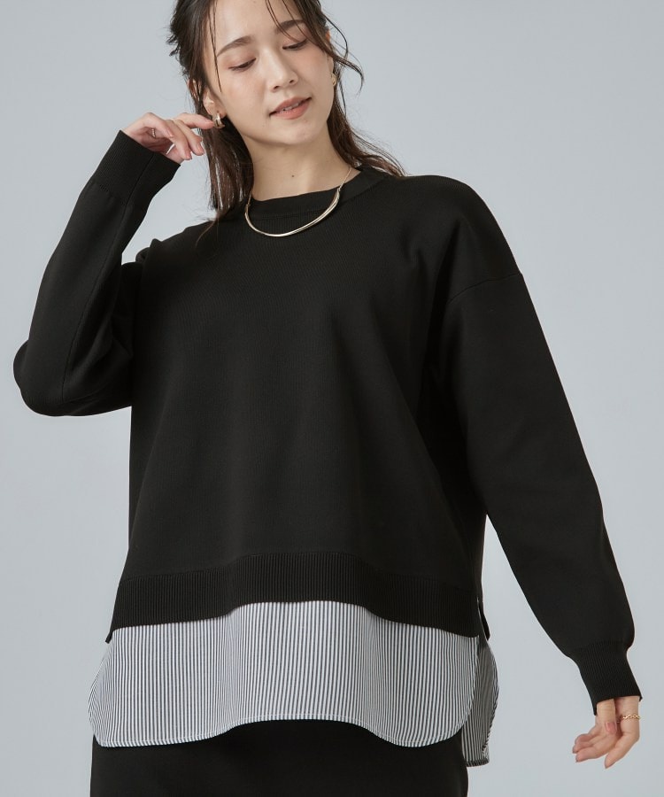 【S-LL】着るだけできまる シャツレイヤード風 スポンディッシュニット