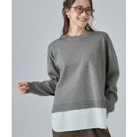 【S-LL】着るだけできまる シャツレイヤード風 スポンディッシュニット