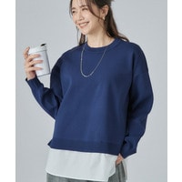【S-LL】着るだけできまる シャツレイヤード風 スポンディッシュニット