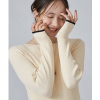 【毛玉になりにくい/S-LL/洗濯機可】ボートネックで首元美しく やわらかリブニット