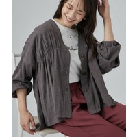 【S-LL/洗濯機可】着痩せシルエット シャーリングシャツカーディガン