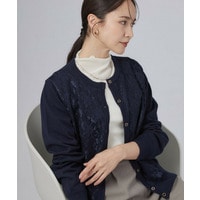 【洗濯機可/S-LL】周りと差がつく レースデザインカーディガン