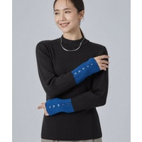 【洗濯機可/S-LL】お袖バイカラーで高見え リブハイネックニット